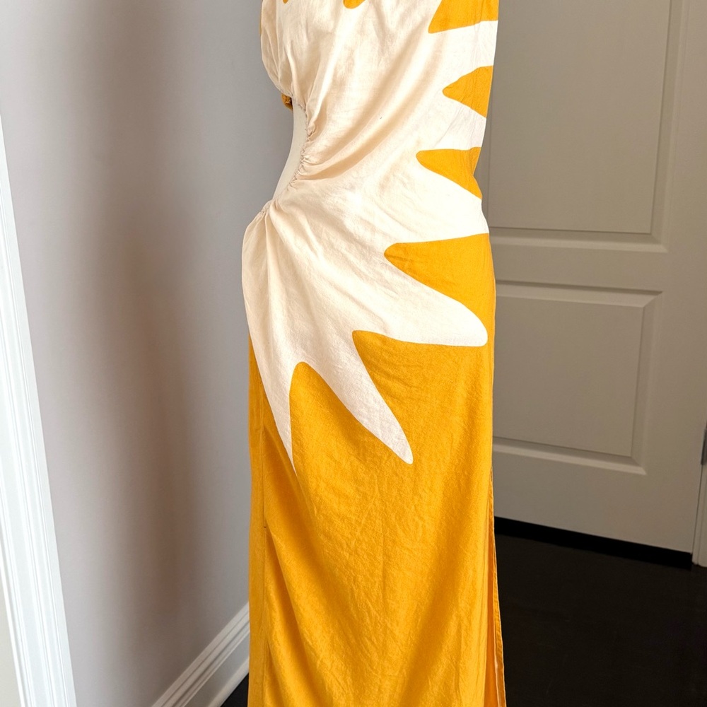 Anthropologie Strapless Orange and White Dress - Picture 2 of 6